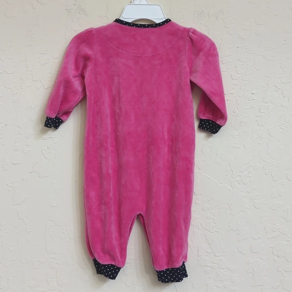 3/$20🌟Carter's Pink Long Sleeve One Piece Velour Winter Penguin Coverall 6 mos